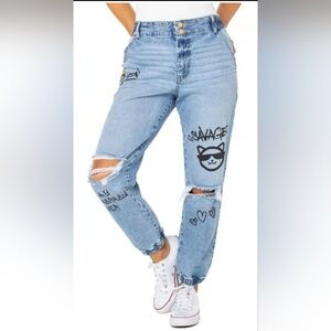 Women's Graphic High Rise Joggers, Size M!